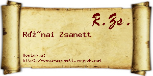 Rónai Zsanett névjegykártya