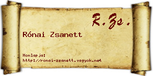 Rónai Zsanett névjegykártya